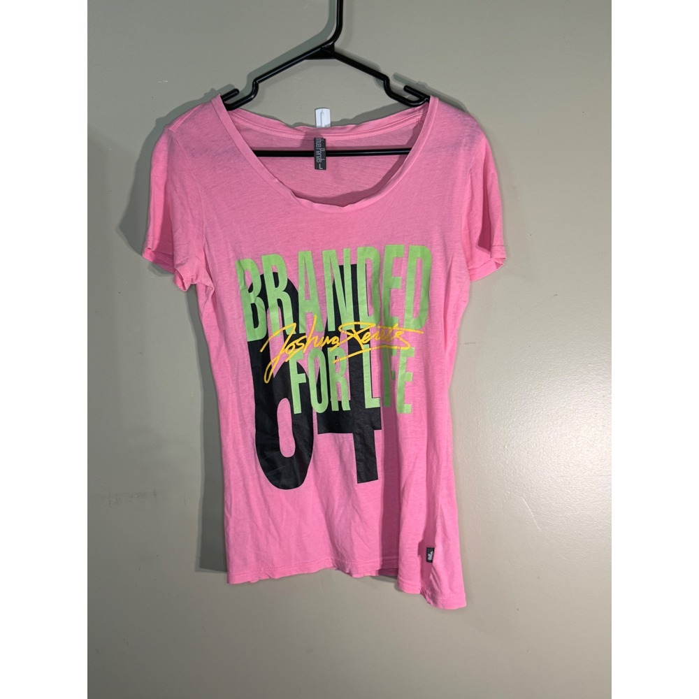 Joshua Perets Pink Graphic Tee Branded For Life 04 Scoop Neck T-Shirt Large